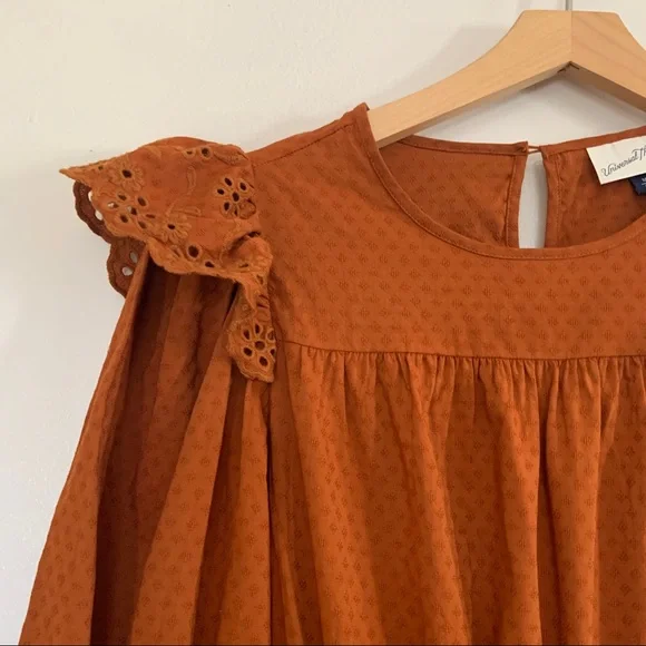 Universal Thread Rust Ruffle Long Sleeve Ruffle Dress - Picture 6 of 14